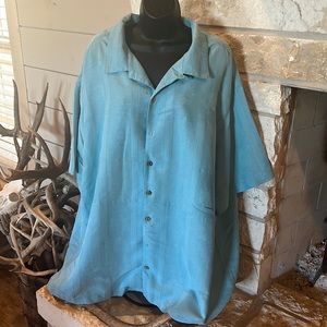 Caribbean short sleeve blue button down shirt size 3XL